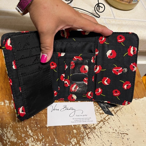 Vera Bradley Floral Wallet - Black, Red, Green - Picture 3 of 8